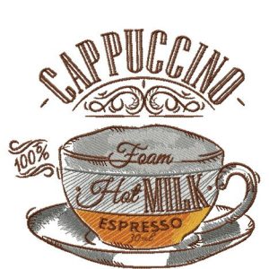 Secret of cappuccino embroidery design