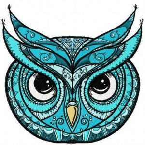 Serious owl embroidery design