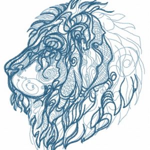 Severe lion embroidery design