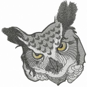 Severe owl embroidery design
