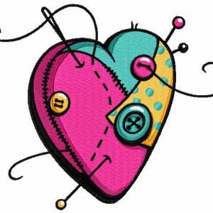 Sewing heart embroidery design