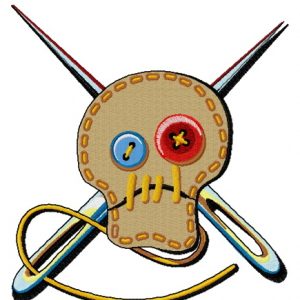 Sewn skull embroidery design