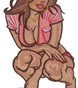 Sexy brunette embroidery design