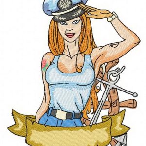 Sexy girl ship captain 2 embroidery design
