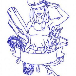 Sexy girl ship captain 3 embroidery design