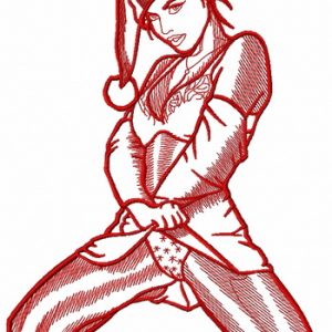 Sexy girl sketch embroidery design