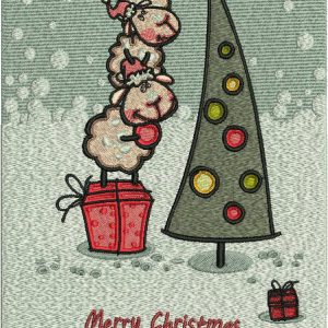 Sheep decorating New Year tree 2 embroidery design