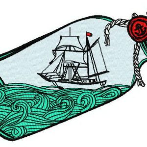 Ship in the bottle 2 embroidery design