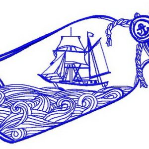 Ship in the bottle 3 embroidery design