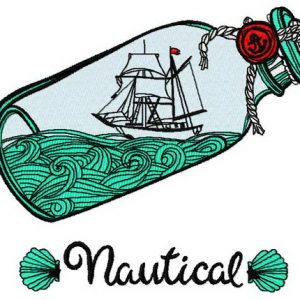 Ship in the bottle embroidery design