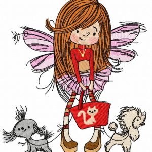 Shopping fairy embroidery design
