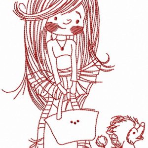 Shopping with poodle one color embroidery design