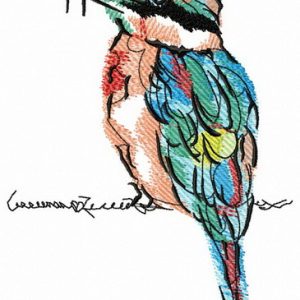 Shrike on wire embroidery design