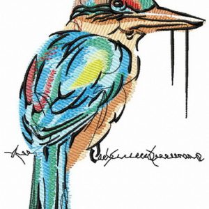 Shrike with worm embroidery design