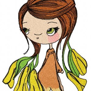 Shy blossom fairy embroidery design
