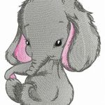 Shy elephant embroidery design