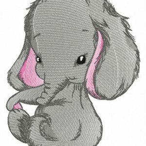 Shy elephant embroidery design