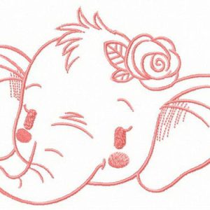 Shy elephant muzzle embroidery design