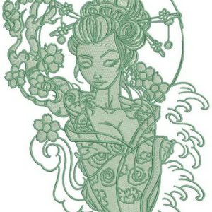 Shy geisha 3 embroidery design