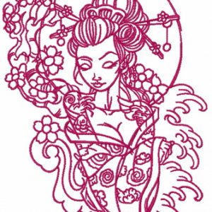 Shy geisha 4 embroidery design