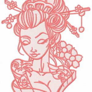 Shy geisha 6 embroidery design