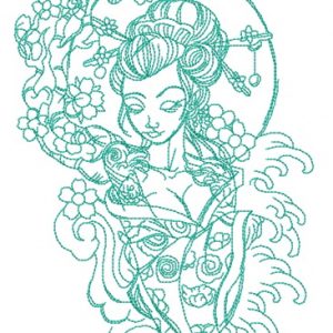 Shy geisha 2 embroidery design