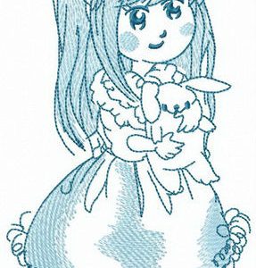 Shy girl embroidery design