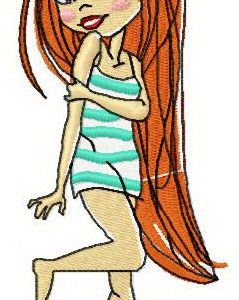 Shy girl embroidery design