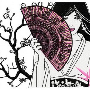 Shy Japanese girl 2 embroidery design