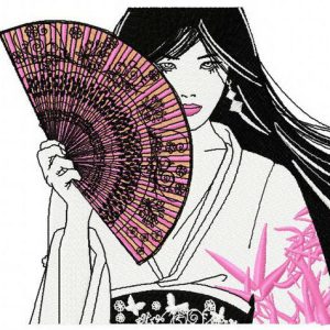 Shy Japanese girl 3 embroidery design