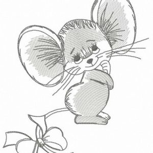 Shy mousekin embroidery design