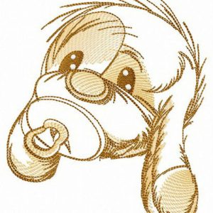 Shy puppy embroidery design