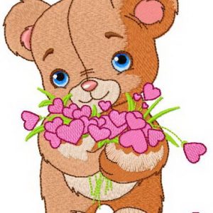 Shy teddy bear 2 embroidery design