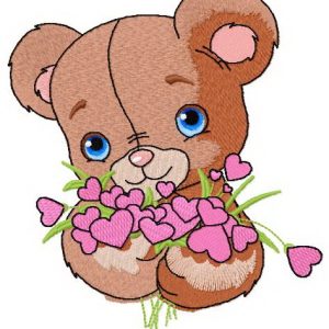 Shy teddy bear 3 embroidery design