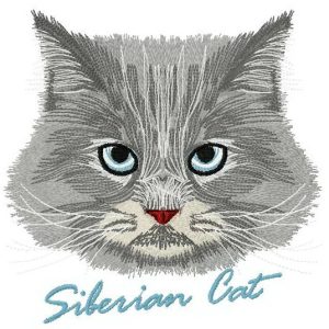 Siberian cat embroidery design