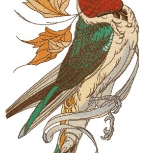 Siberian rubythroat embroidery design