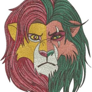 Two Lions embroidery design