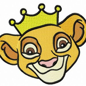 Simba with golden crown embroidery design