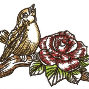 Singing sparrow embroidery design