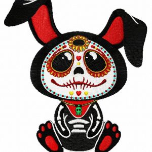 Skeleton bunny embroidery design