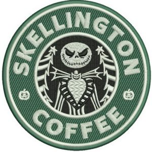 Skellington coffee embroidery design