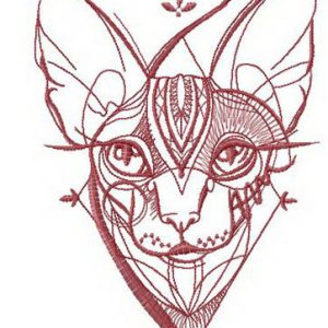 Sketch of Sphynx cat embroidery design