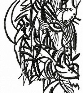 Sketch of tiger's head embroidery design