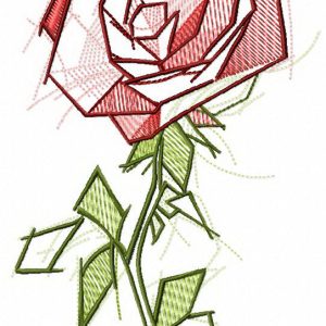 Sketchy rose embroidery design
