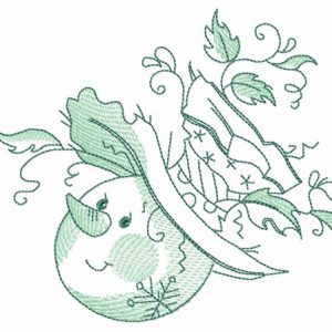 Sketch of snowman's head embroidery design