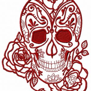 Skull and rose 2 embroidery design