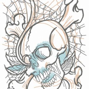 Skull and web embroidery design