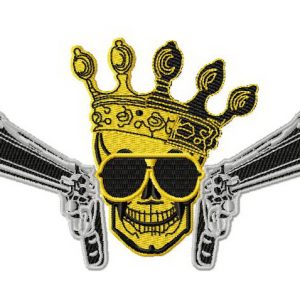 Skull, crown, guns 3 embroidery design