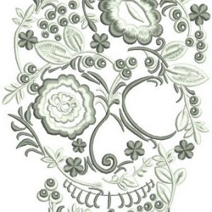 Skull from flowers and berries embroidery design