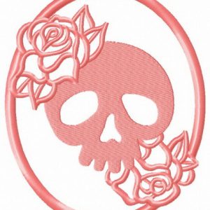 Skull in frame embroidery design